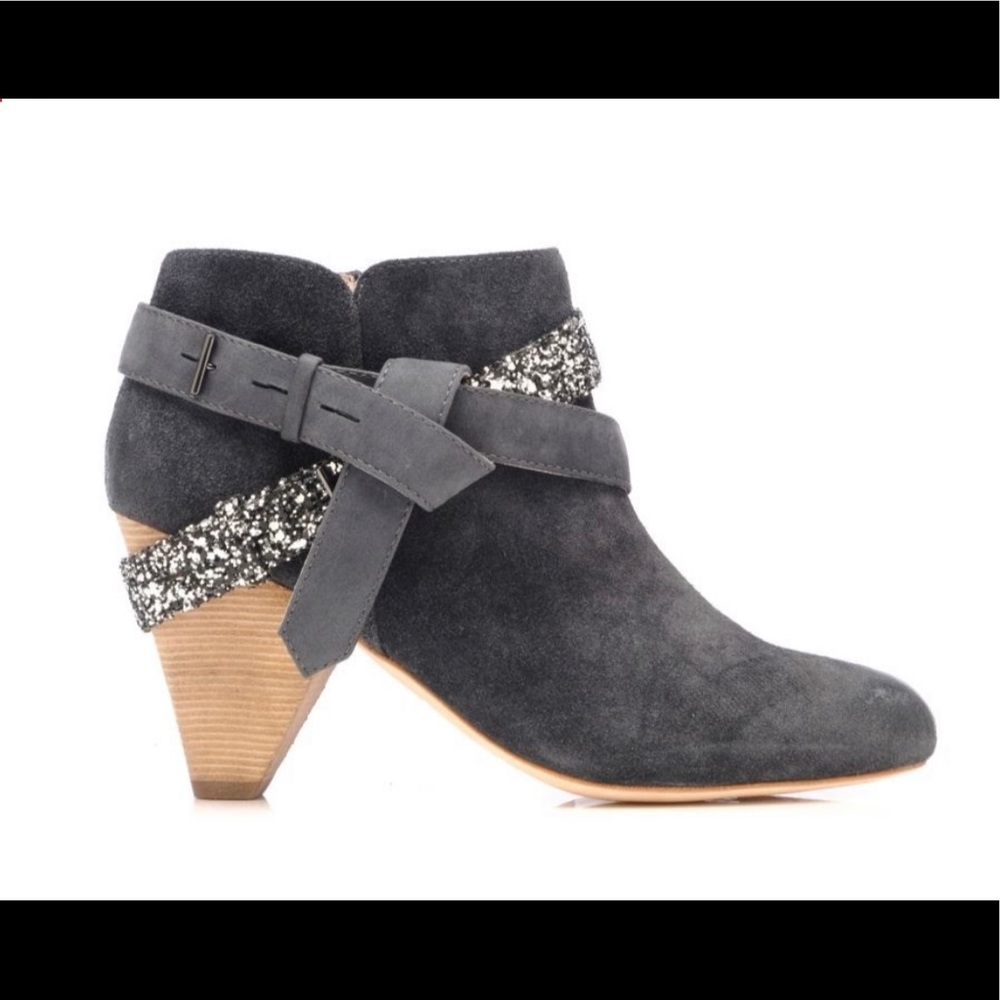 Coup D’Etat Suede Leather & Glitter Booties